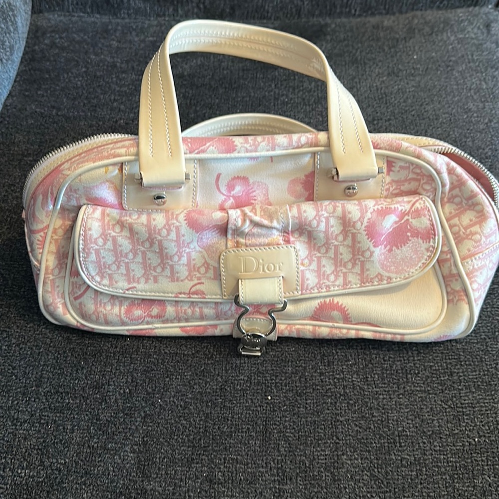 vintage dior pink cherry blossom trotter print bag ♡.